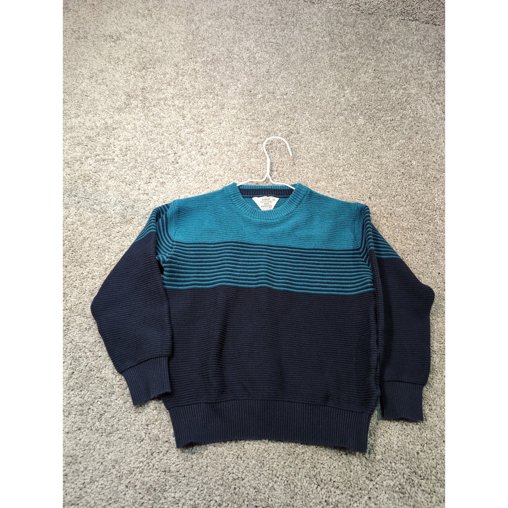 Taka Authentic Boys Brand Striped Sweater Teal Navy Blue‎ Size 28 Long Sleeve